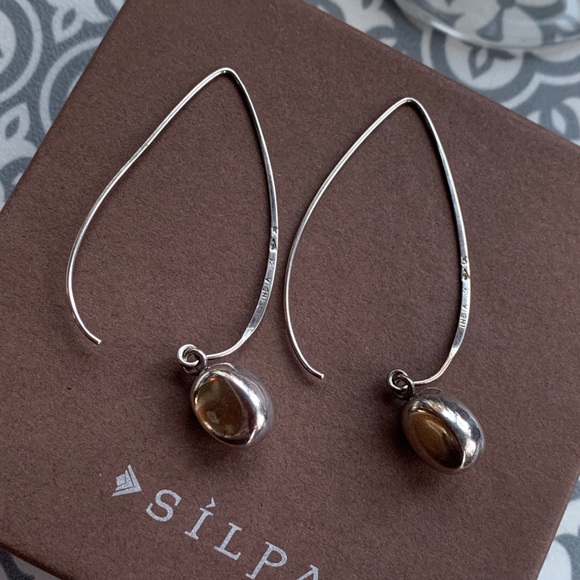 SILPADA Sterling Silver Long Wire earrings with silver drop - Picture 4 of 4